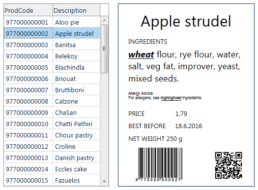 nicelabel apple pie data entry